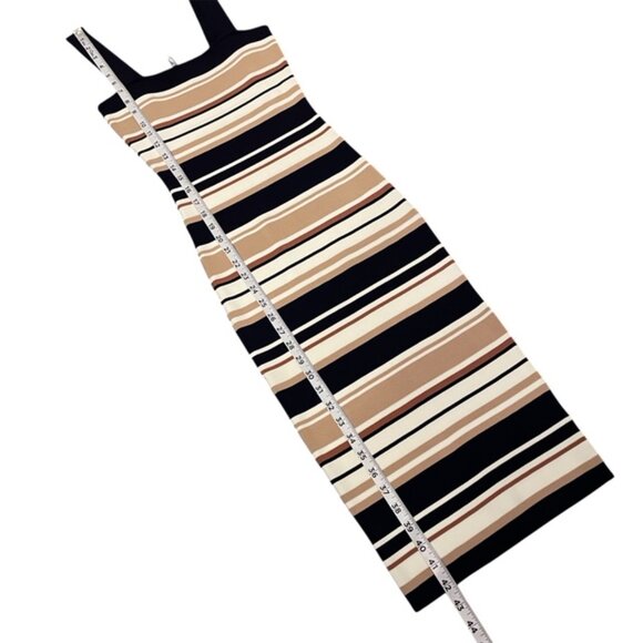NWT Bardot Striped Sleeveless Bodycon Midi Dress Size XS Square Neck Neutral - Picture 13 of 13